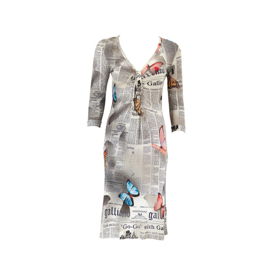 John Galliano 2000s Newspaper Gazette Butterfly Dress