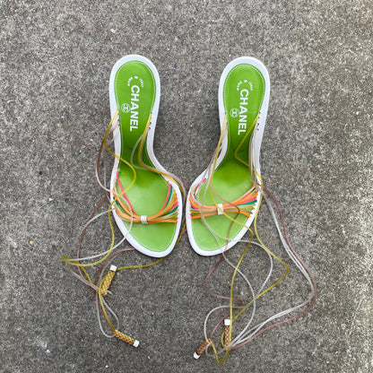 RARE Chanel 2000s Multicolour Jelly Strappy Sandal Heels