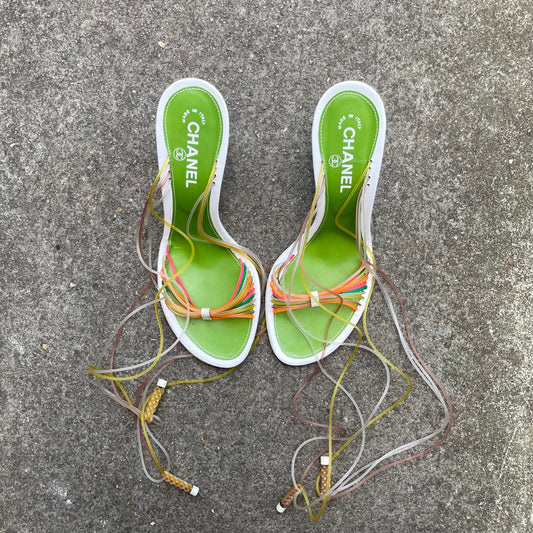 RARE Chanel 2000s Multicolour Jelly Strappy Sandal Heels