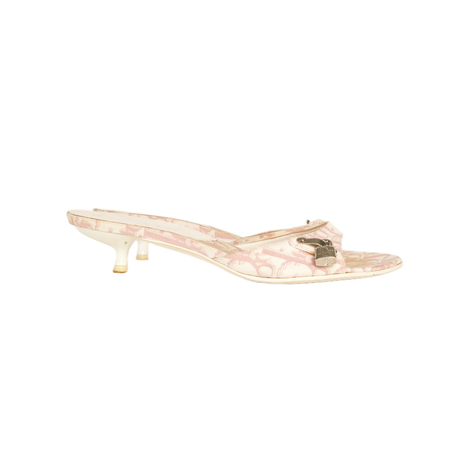 Dior S/S 2004 Monogram Pink Lock & Key Kitten Heels