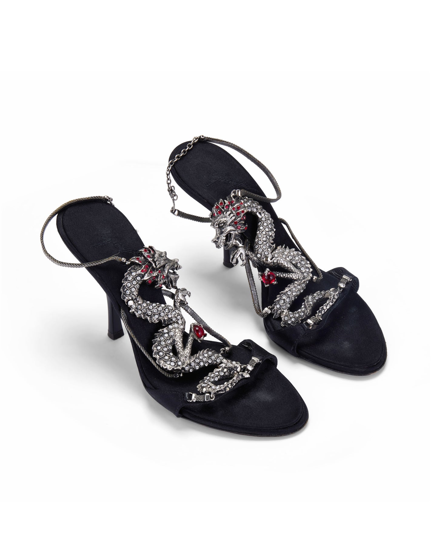 Giuseppe Zanotti S/S 2004 Dragon Black Satin Heels