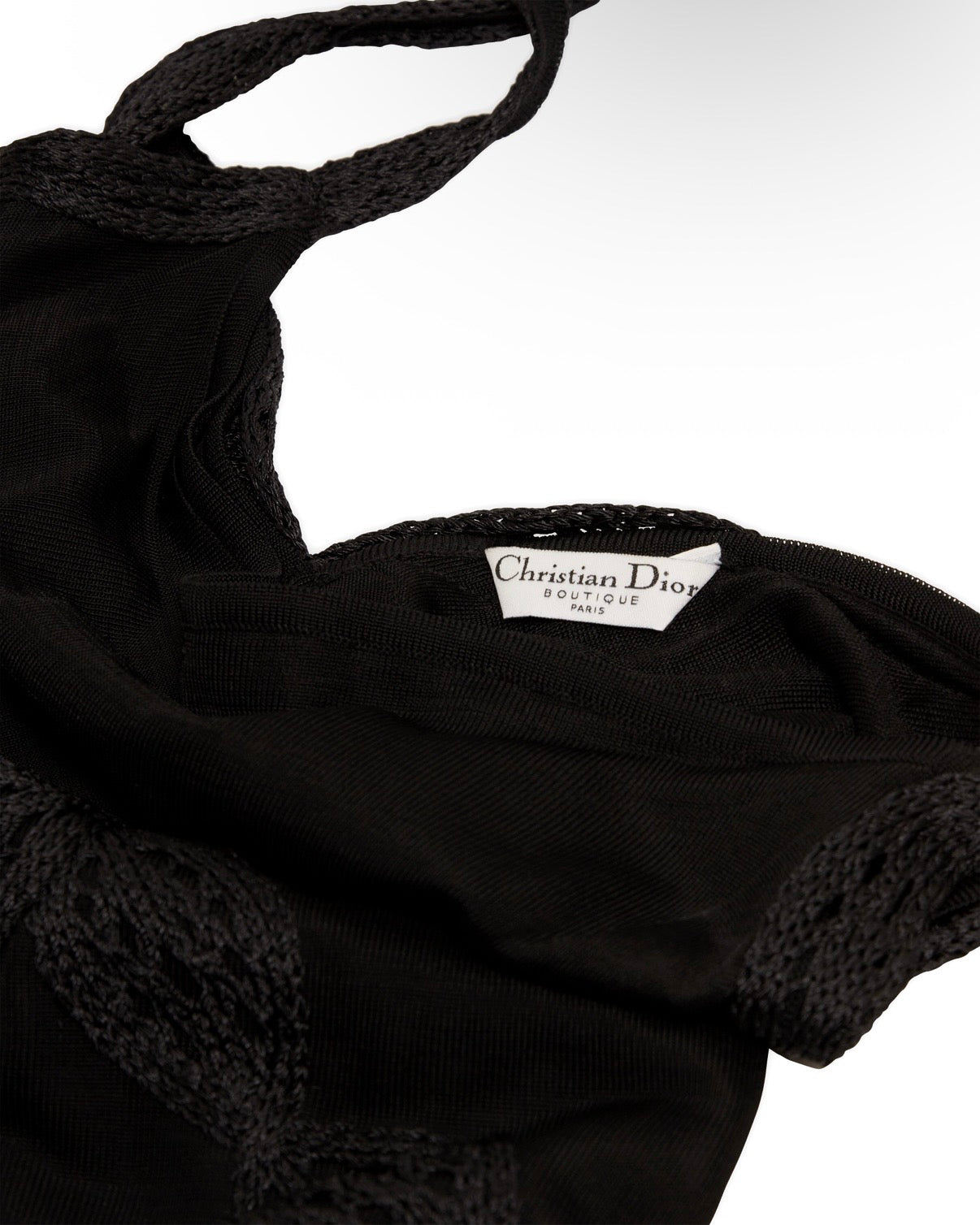 Spring / Summer 2001 Black Embroidered Braid Bias-Cut Asymmetrical Dress