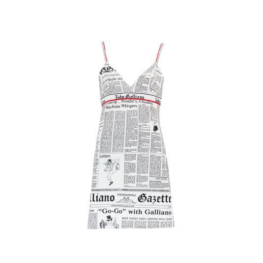 John Galliano 2000s Newspaper Print Slip Dress
