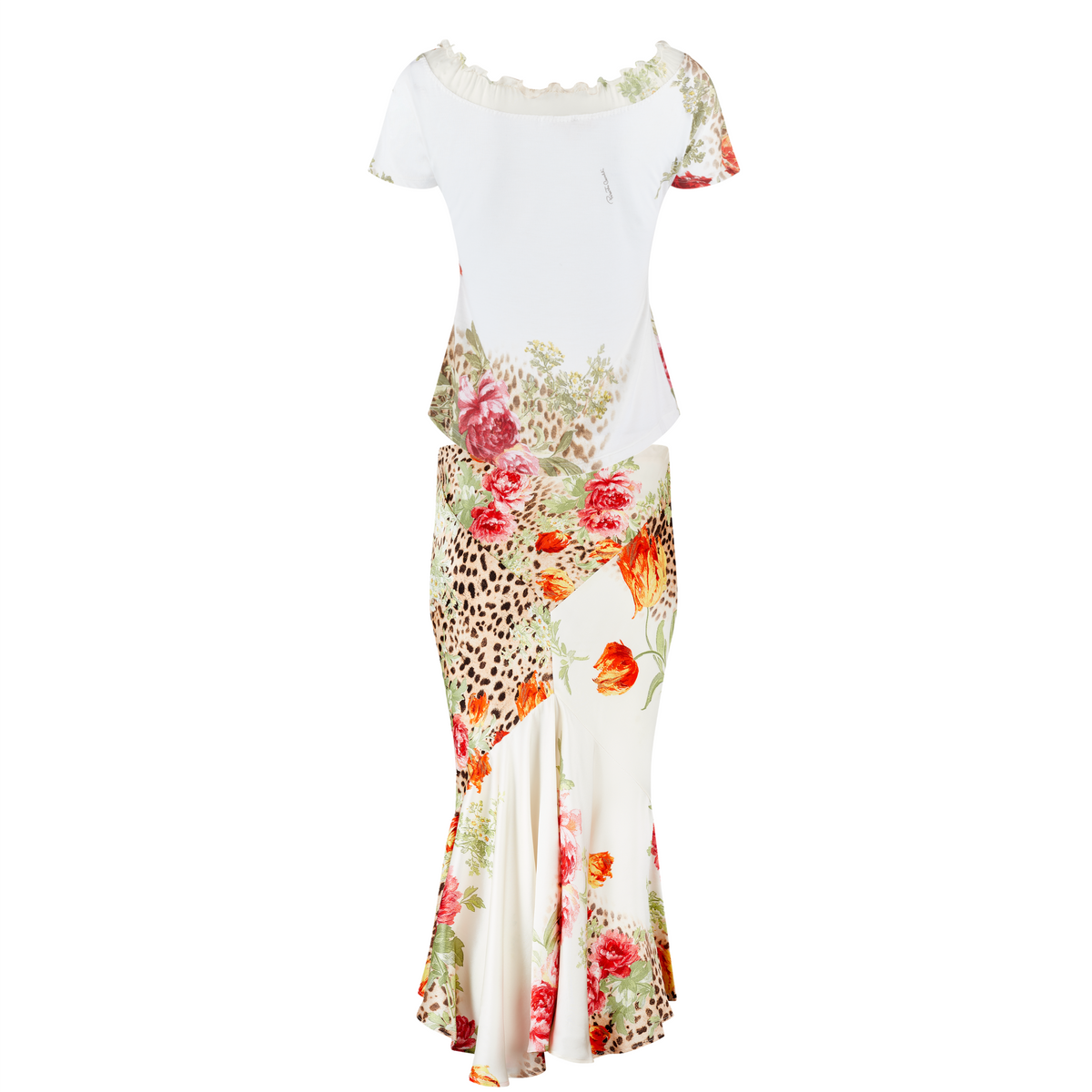 Spring / Summer 2002 Floral Leopard Top & Silk Skirt Set