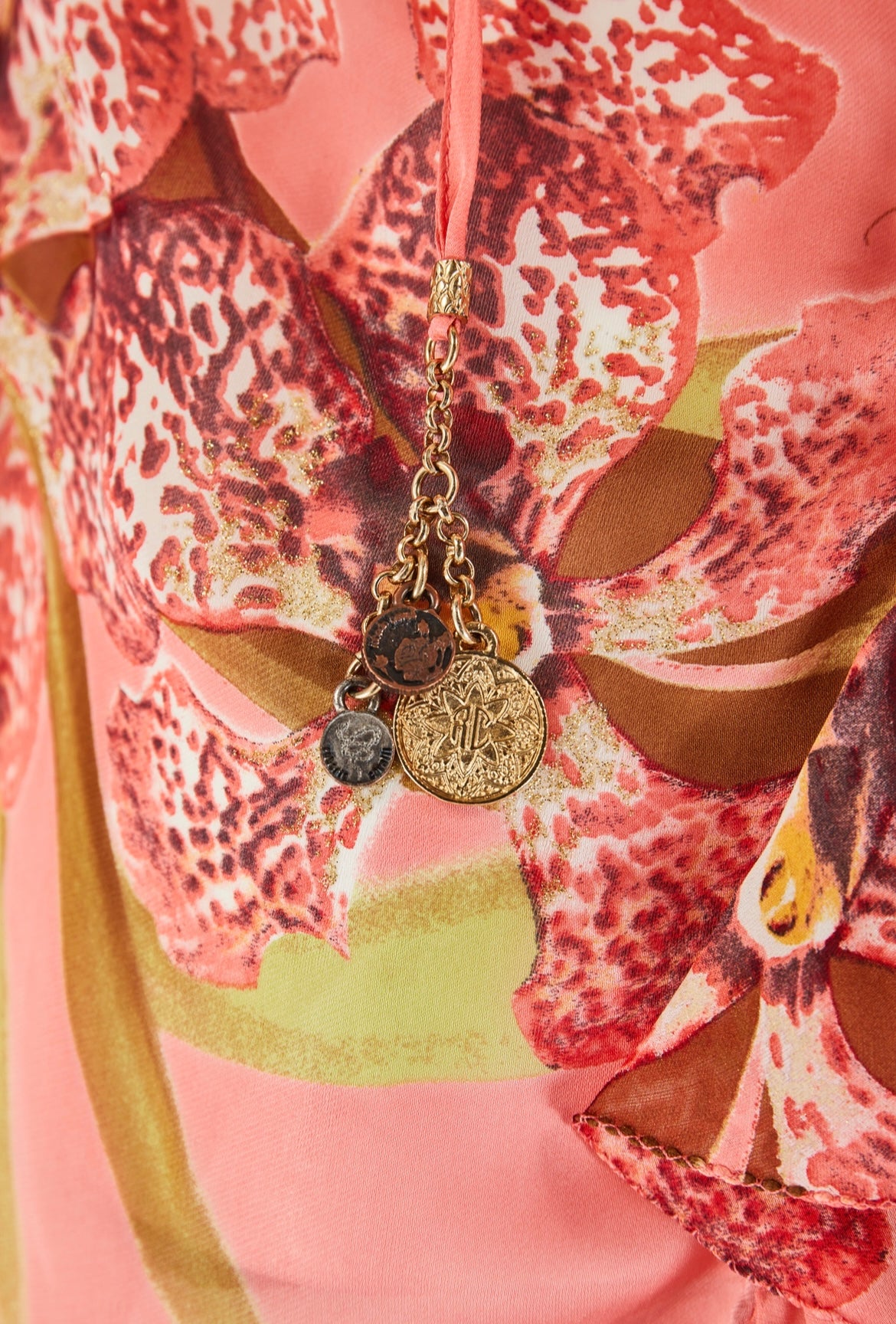 Roberto Cavalli S/S 2005 Orchid Floral Print Silk Blouse Top