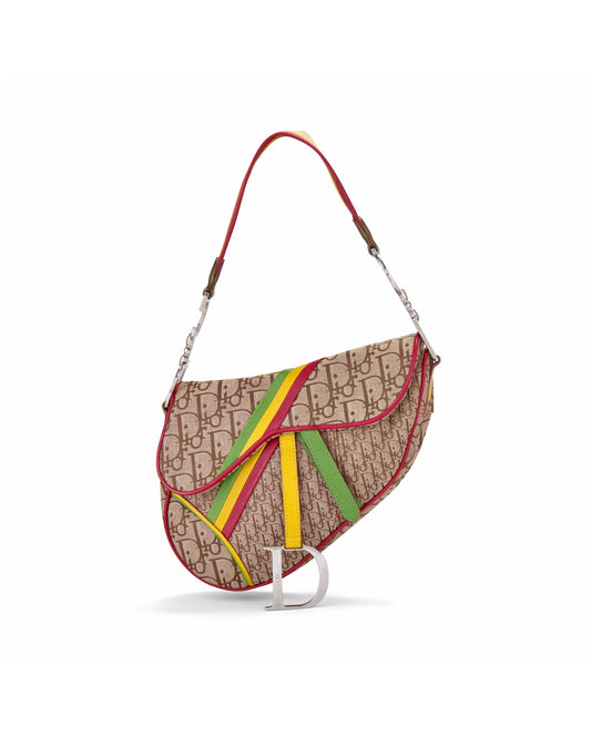Dior 2004 Rasta Print Monogram Saddle Bag