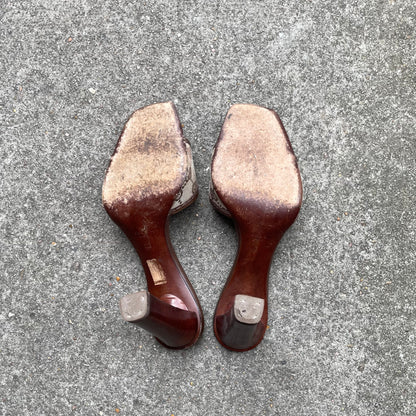 Gucci by Tom Ford Brown “GG” Monogram Sandal Heels