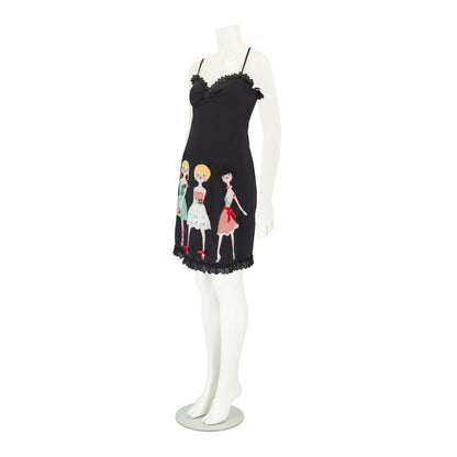 Moschino Cheap and Chic S/S 2002 “Uptown Girls” Black Embroidered Doll Dress