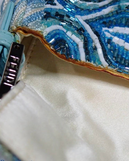 Fendi 2000s Light Blue Beaded Psychedelic Baguette Bag