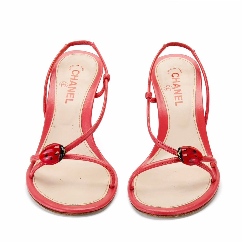 Spring / Summer 2004 Ladybug Coral Red Leather Slingback Heels