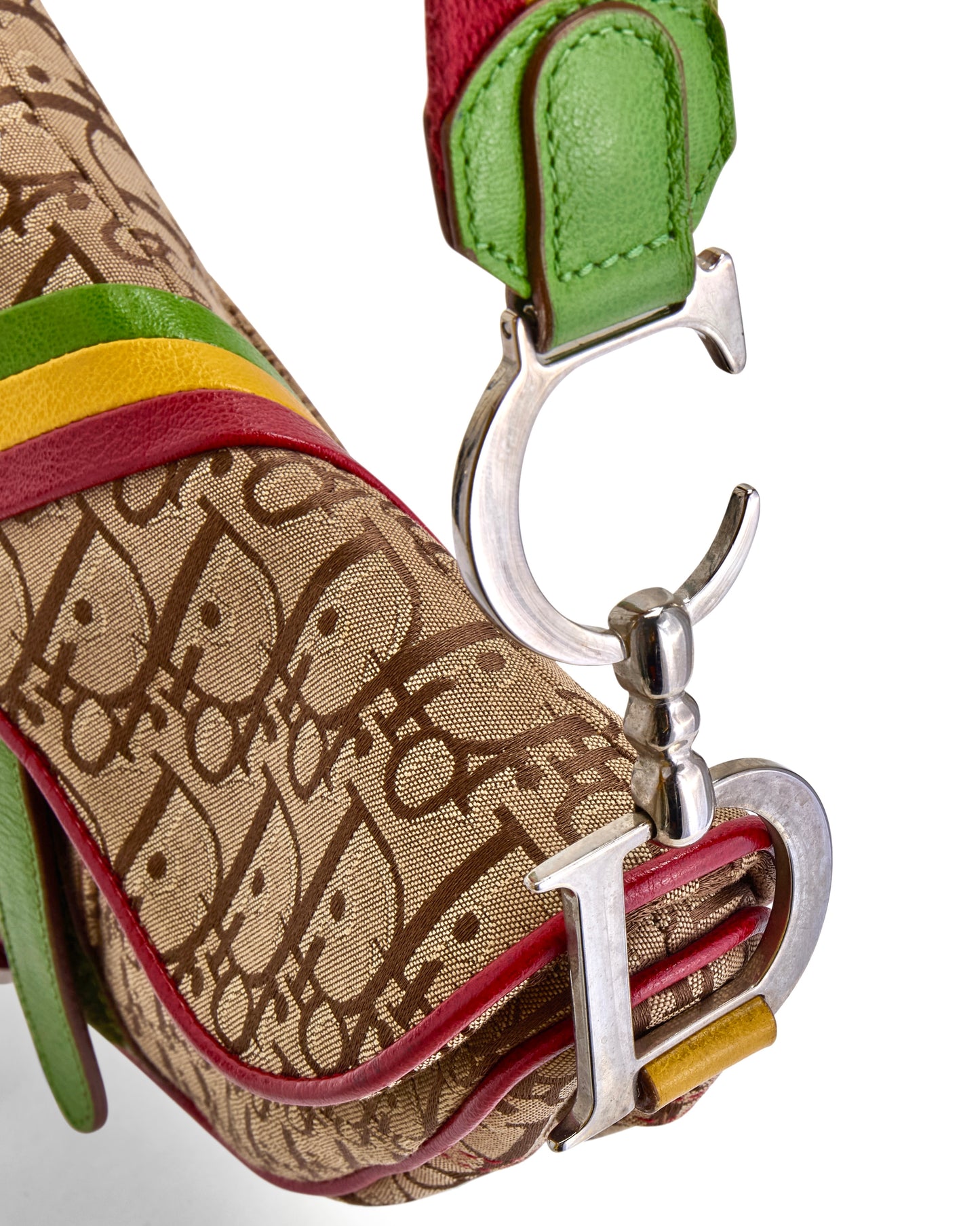 Dior 2004 Rasta Print Monogram Saddle Bag