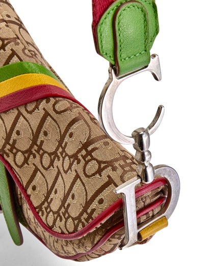 Dior 2004 Rasta Print Monogram Saddle Bag