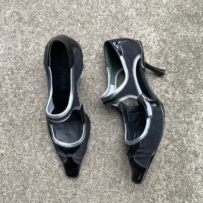Prada S/S 1999-2000 Black Mesh & Leather Sport Heels