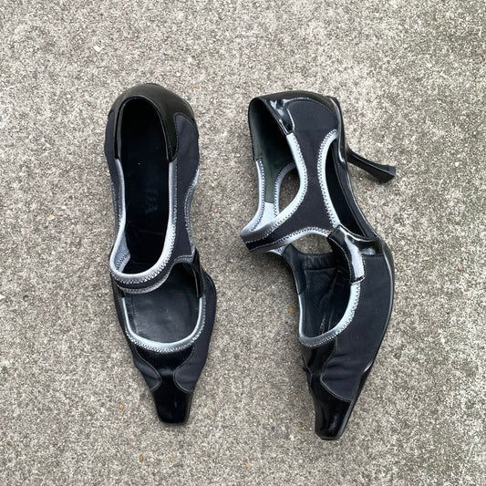 Prada S/S 1999-2000 Black Mesh & Leather Sport Heels