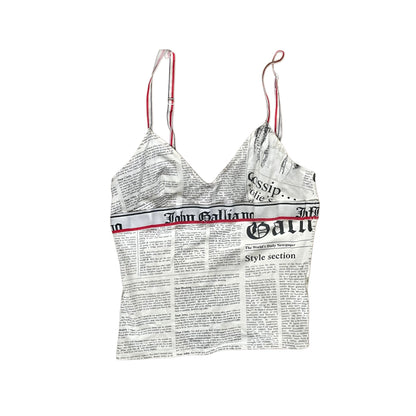 John Galliano 2000s Newspaper Print Camisole Top