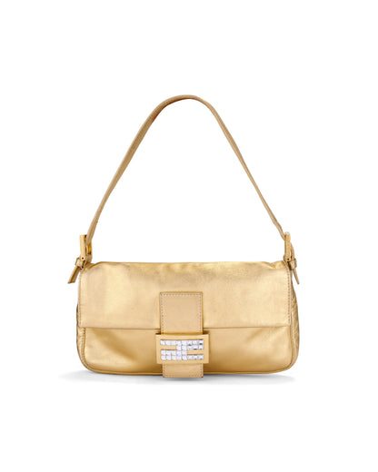 Fendi 2000 Gold Leather Baguette Bag