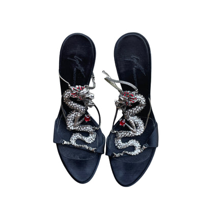 Giuseppe Zanotti S/S 2004 Dragon Black Satin Heels