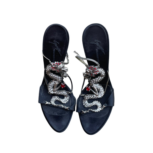 Giuseppe Zanotti S/S 2004 Dragon Black Satin Heels