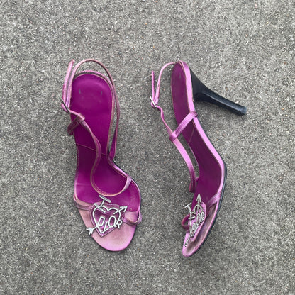Dior S/S 2003 “I Love Dior” Purple Satin Slingback Heels