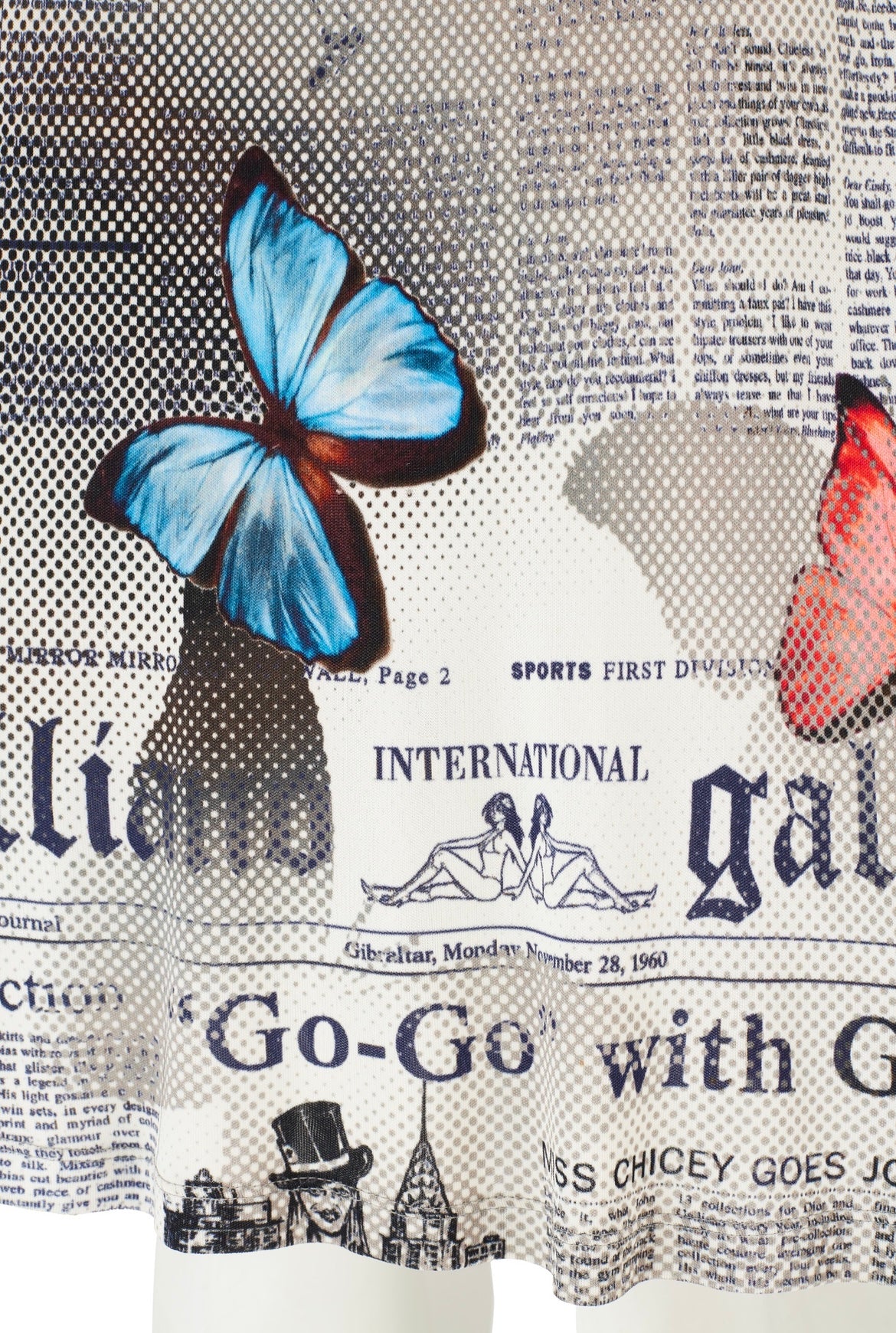 John Galliano 2000s Newspaper Gazette Butterfly Dress