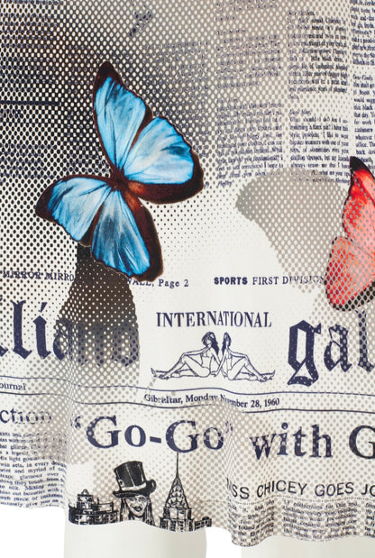 John Galliano 2000s Newspaper Gazette Butterfly Dress