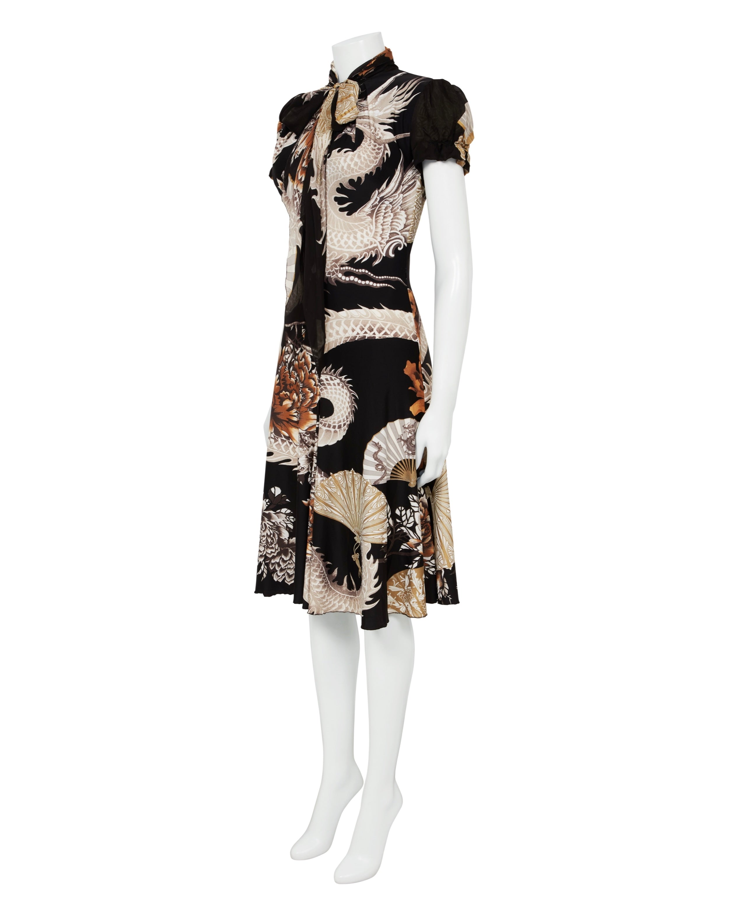 Fall / Winter 2006 Oriental Dragon Print Silk Chinoiserie Dress