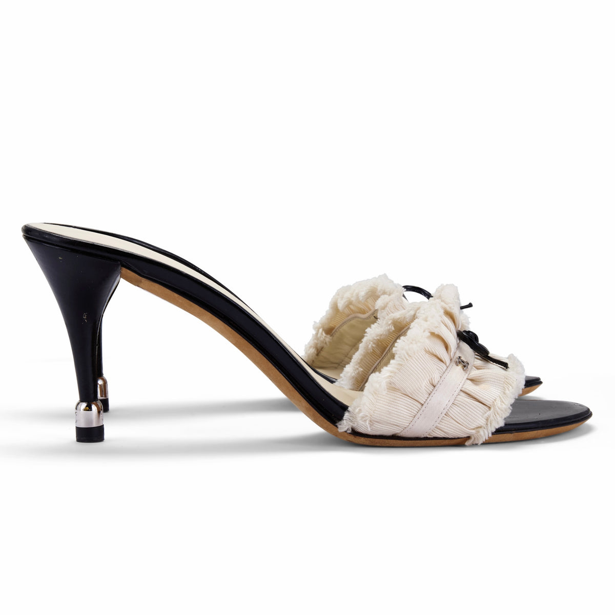 2012 “CC” Ivory Ruffle Bow Sandal Heels