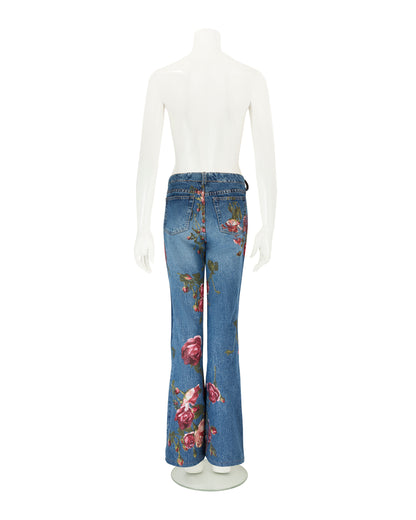 Roberto Cavalli F/W 1999 Pink Floral Blue Jeans