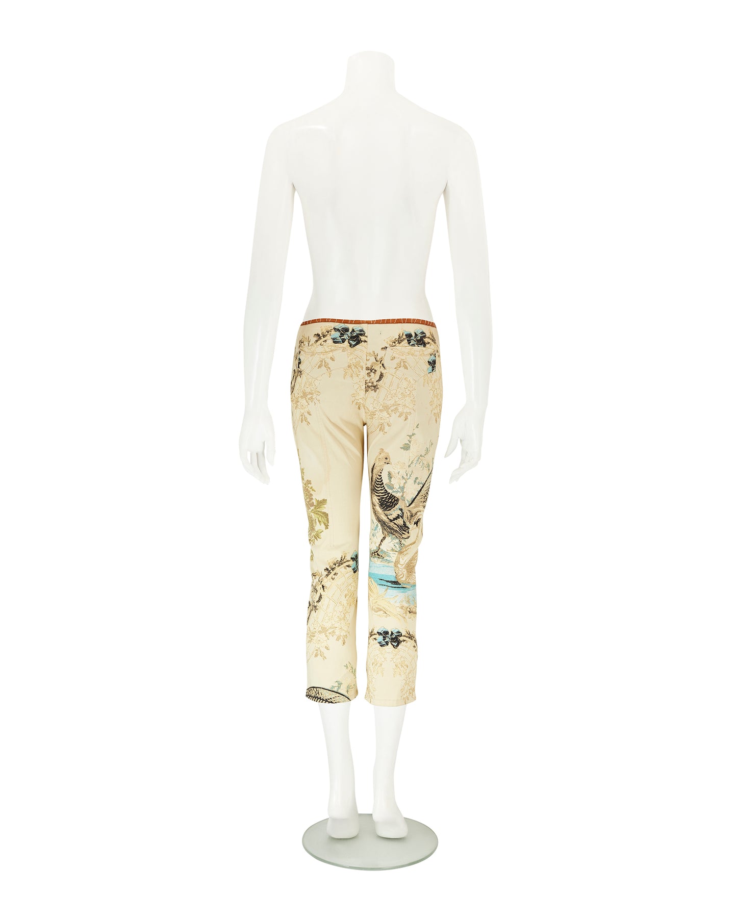 Roberto Cavalli S/S 2003 Chinoiserie Pheasant Floral Capri Pants