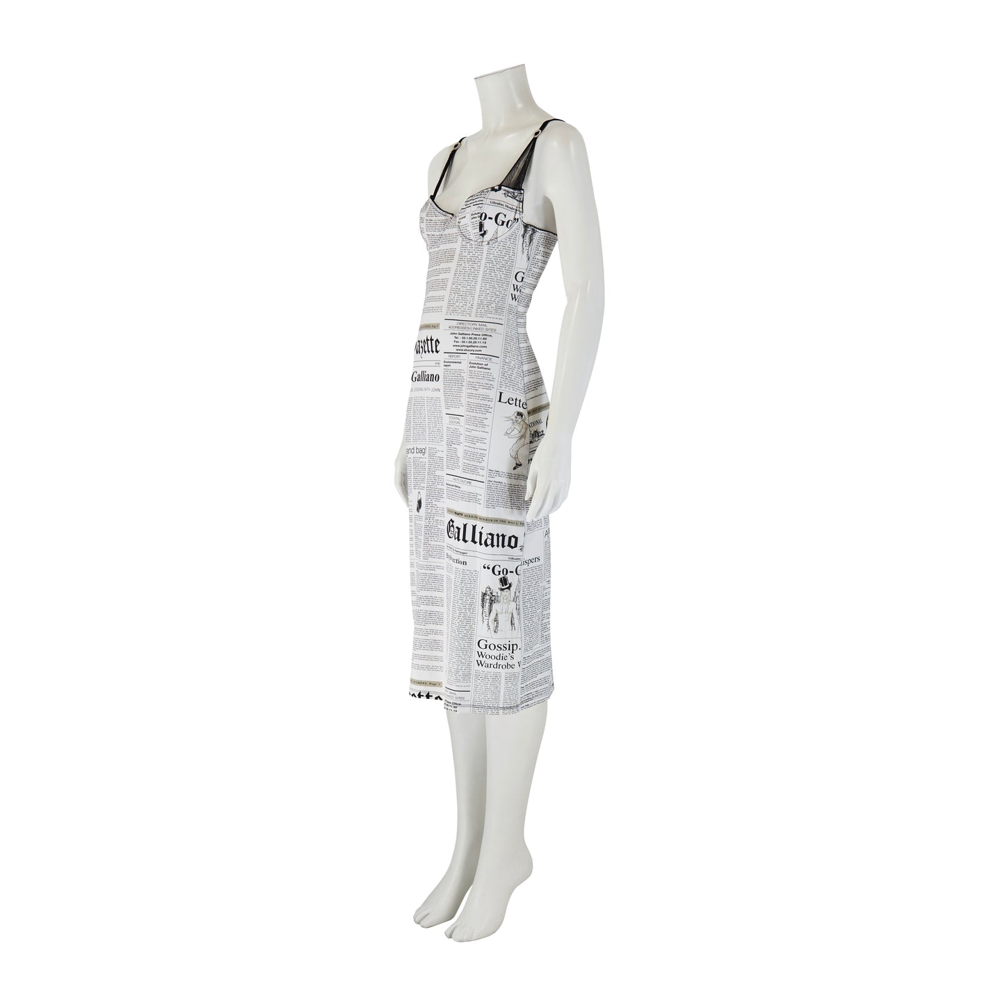 John Galliano 2000s Newspaper Print Dress