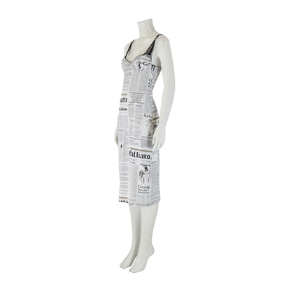 John Galliano 2000s Newspaper Print Dress
