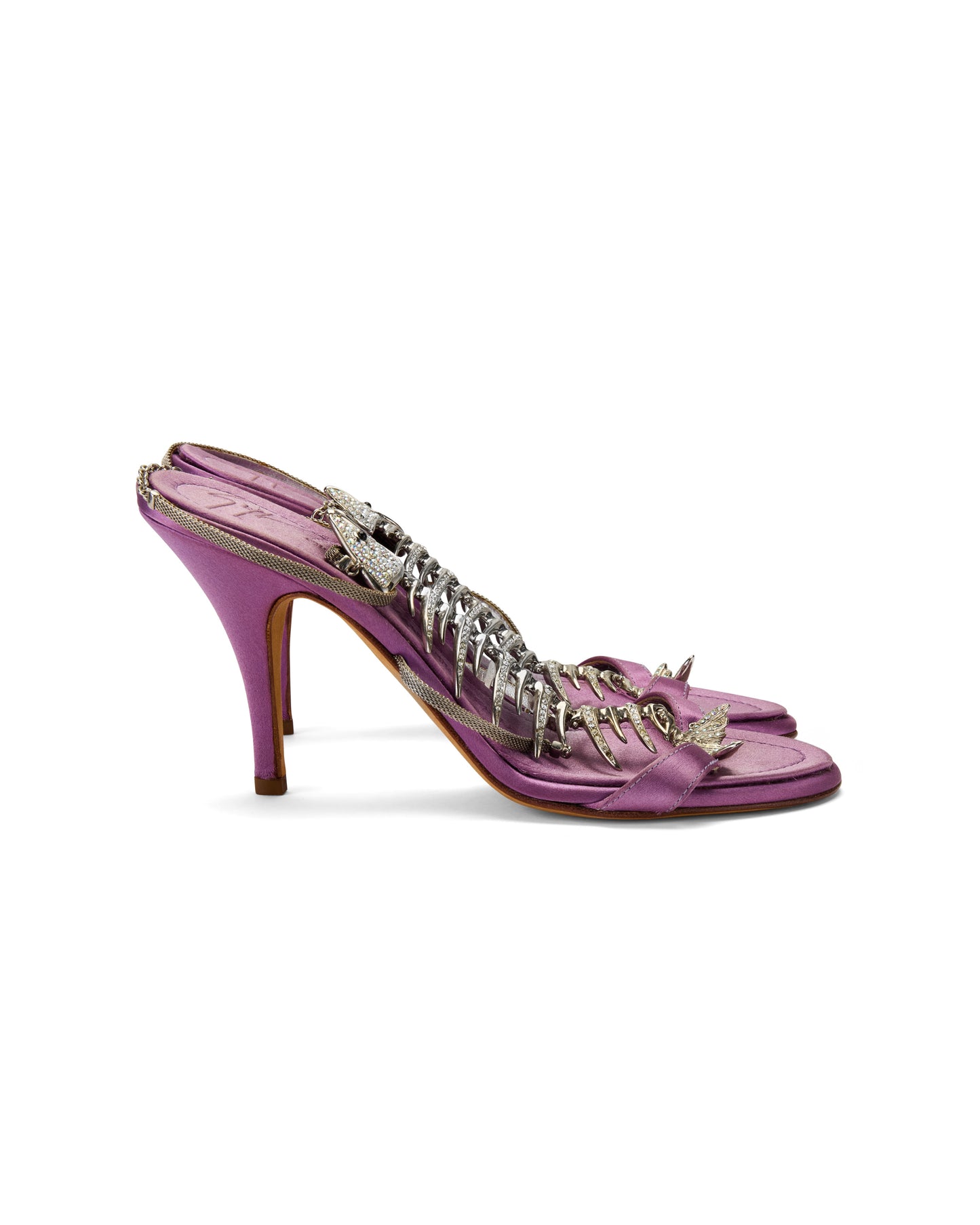 Giuseppe Zanotti S/S 2004 Purple Satin Fishbone Heels