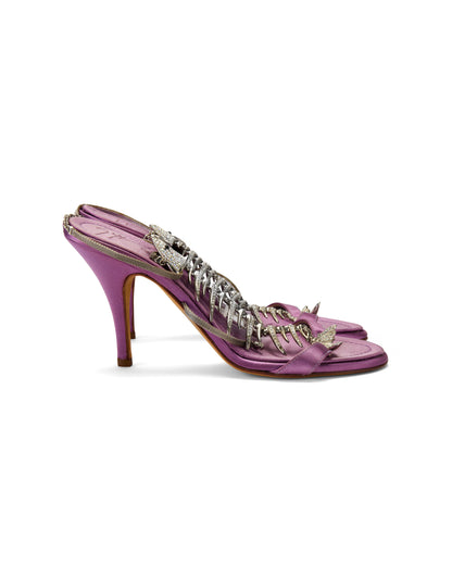 Giuseppe Zanotti S/S 2004 Purple Satin Fishbone Heels