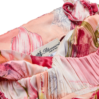 Blumarine S/S 2004 Pink Floral Ruffle Silk Dress