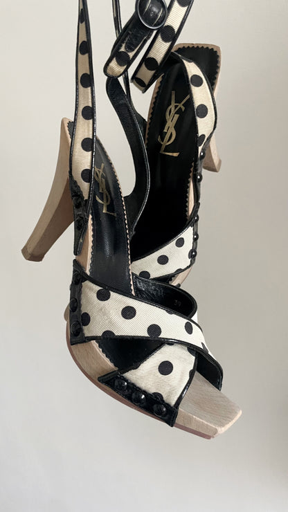 YSL by Tom Ford Lolita Polka Dot Strappy Sandal Heels