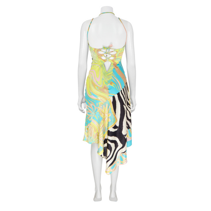 Roberto Cavalli S/S 2004 Patchwork Animal Print Silk Dress