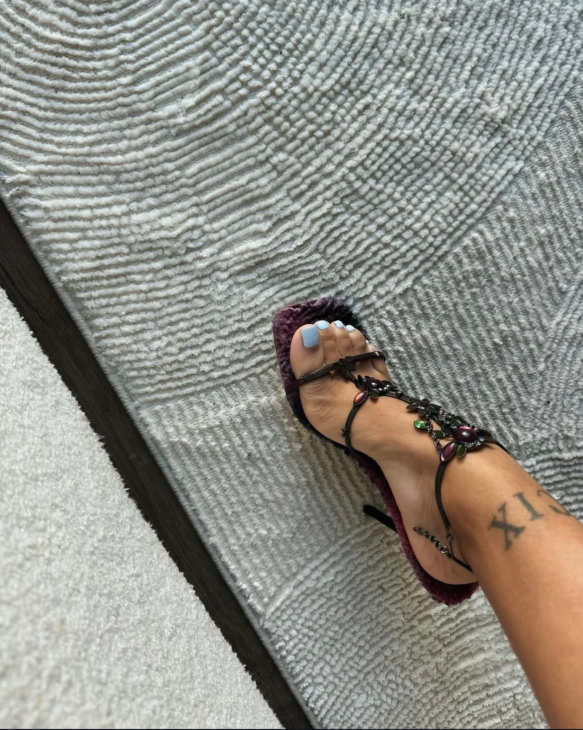 Giuseppe Zanotti 2000s Purple Fur Jewel Heels