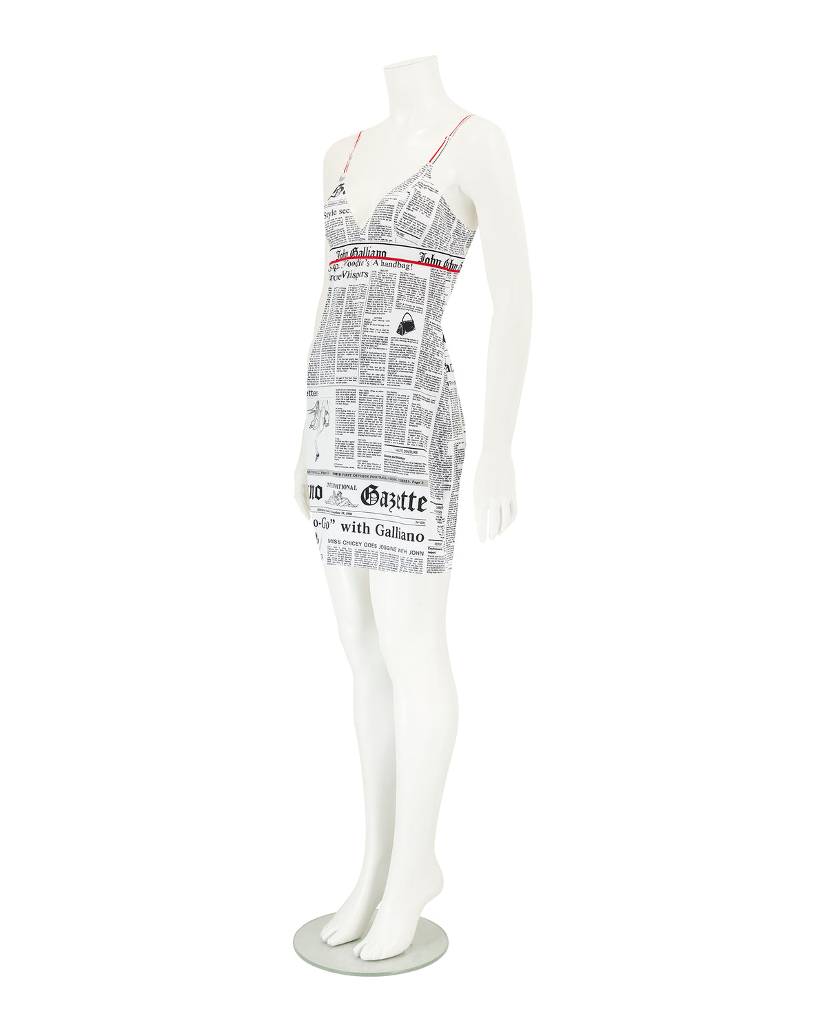2000s Newspaper Print Slip Dress