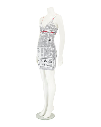 John Galliano 2000s Newspaper Print Slip Dress