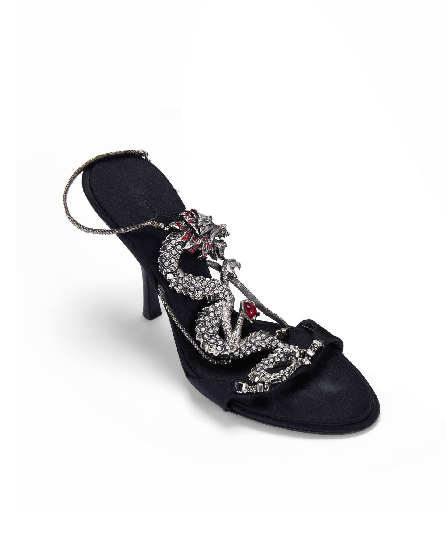 Giuseppe Zanotti S/S 2004 Dragon Black Satin Heels