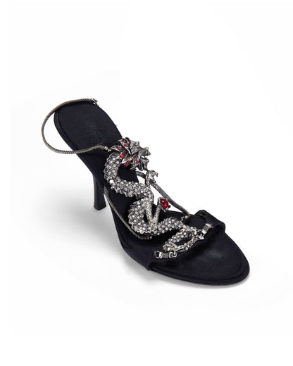Giuseppe Zanotti S/S 2004 Dragon Black Satin Heels