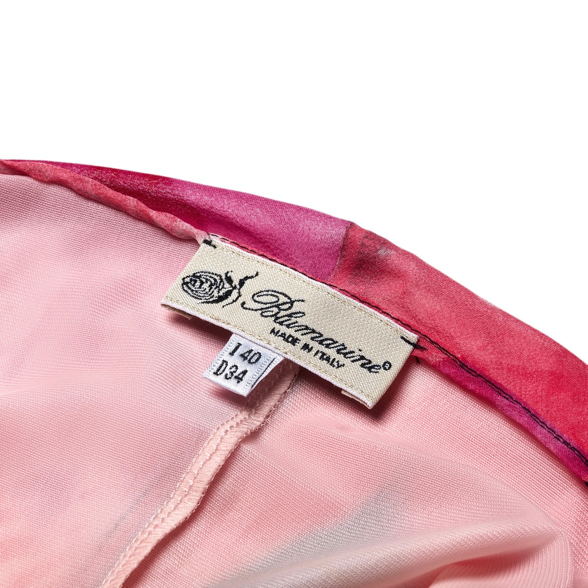 Blumarine S/S 2002 Pink & Black Hibiscus Floral Silk Dress