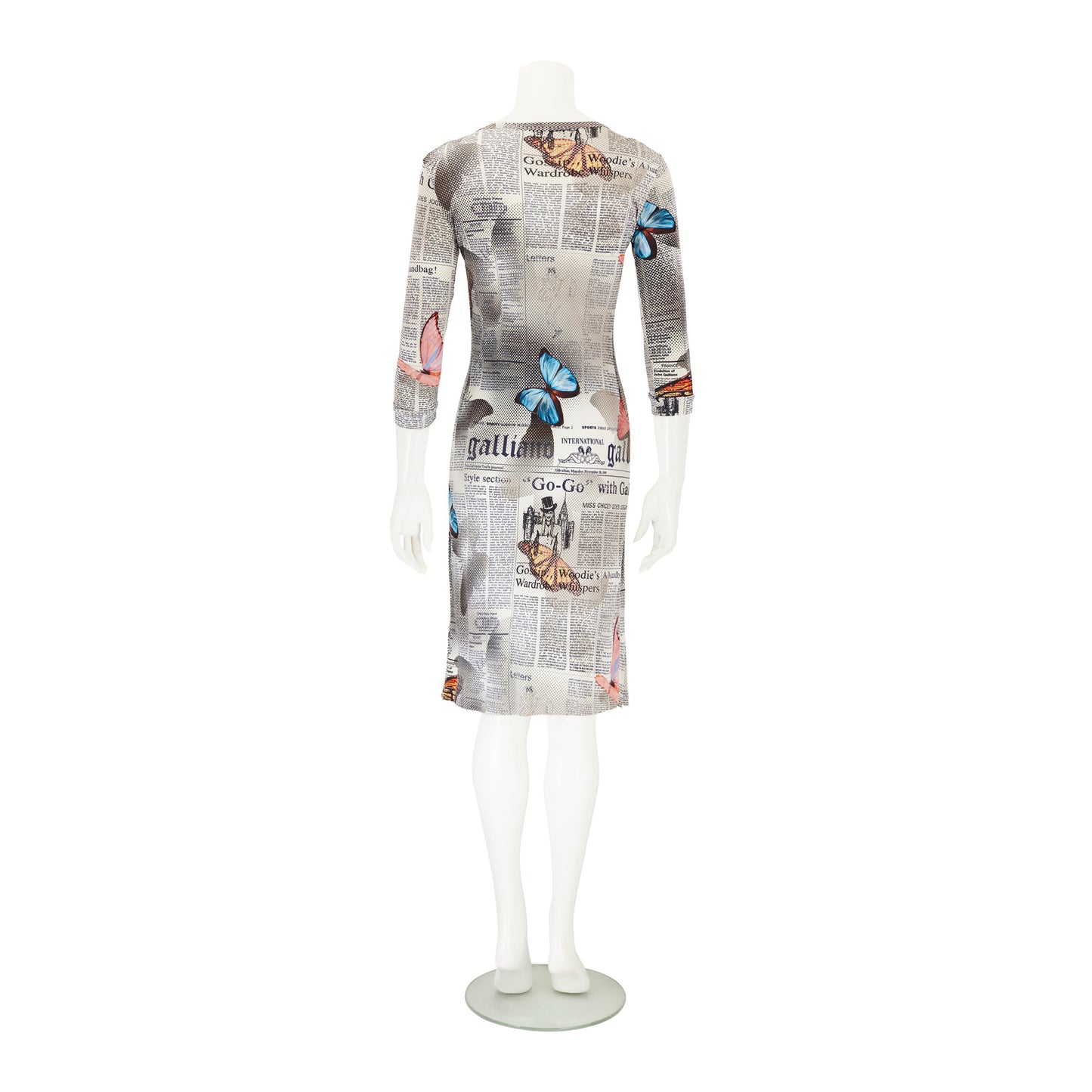 John Galliano 2000s Newspaper Gazette Butterfly Dress