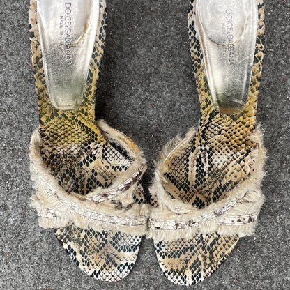 Dolce & Gabbana S/S 2005 Snakeskin Frill Bone Heels