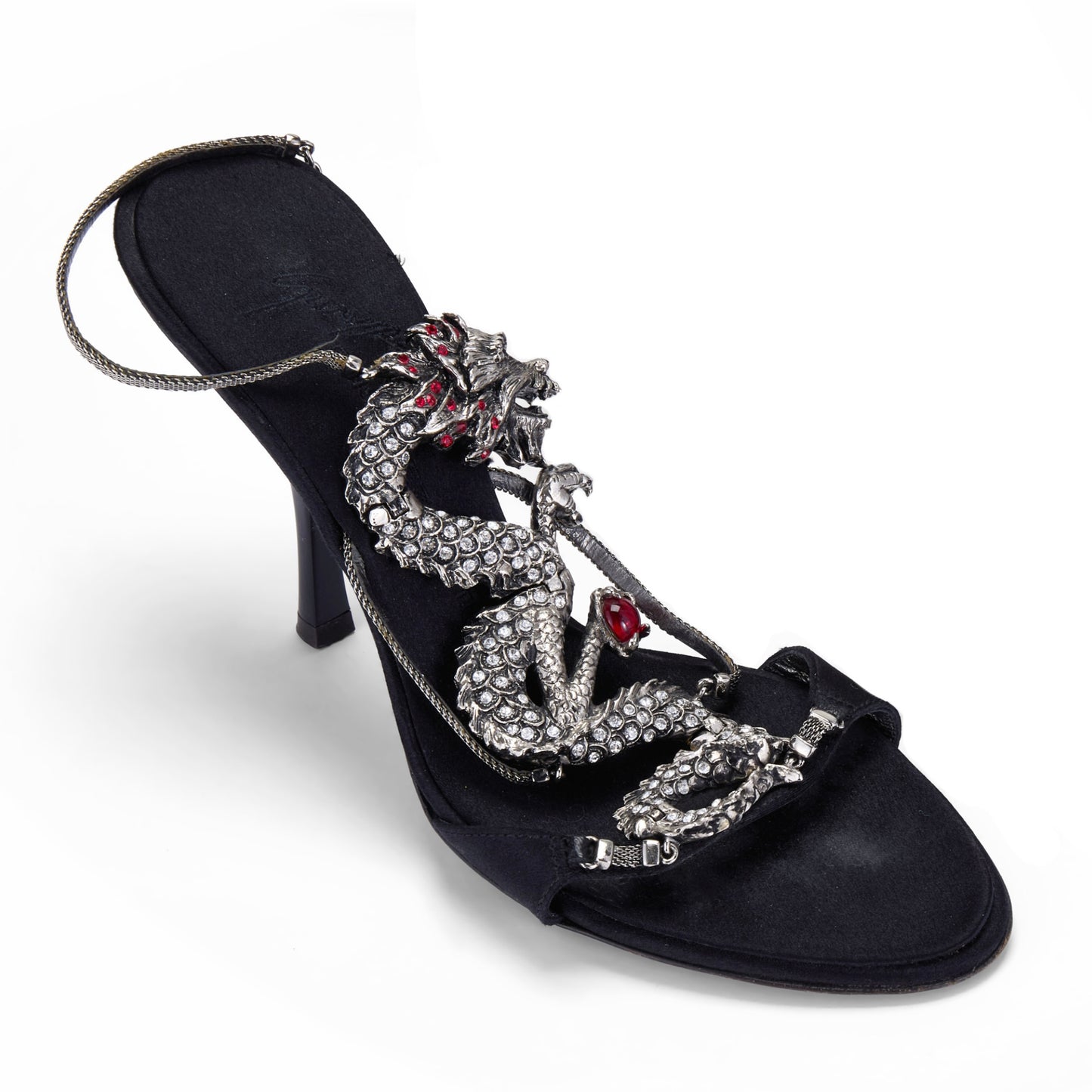 Giuseppe Zanotti S/S 2004 Dragon Black Satin Heels