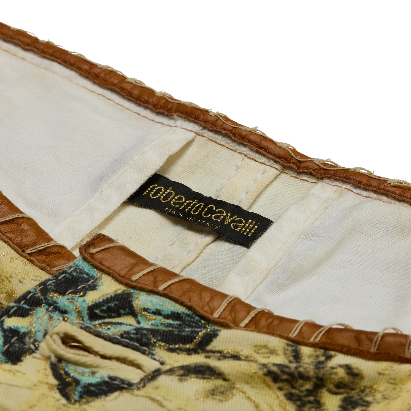 Roberto Cavalli S/S 2003 Chinoiserie Pheasant Floral Capri Pants