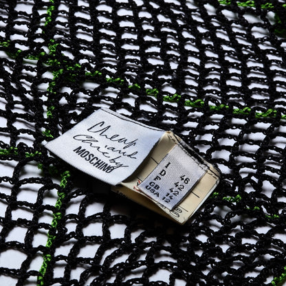 Moschino Cheap and Chic S/S 1997 Black Knit Crochet Red Rose Cardigan