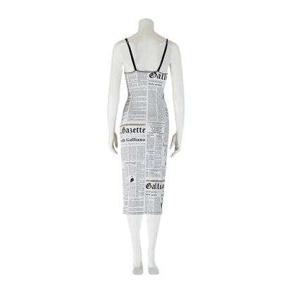 John Galliano 2000s Newspaper Print Dress