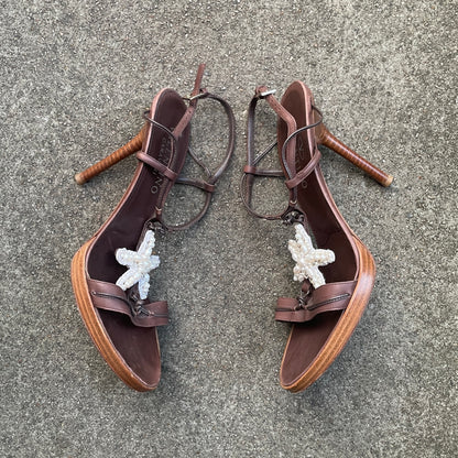 Valentino S/S 2002 Pearl Beaded Starfish Sandal Heels