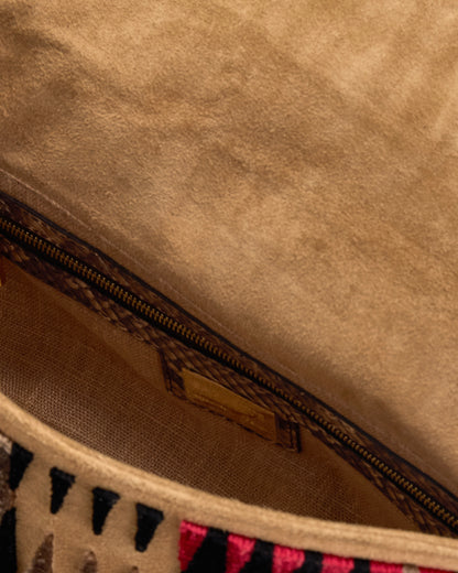 Fendi 2012 Pony Hair Suede Snakeskin Baguette Bag